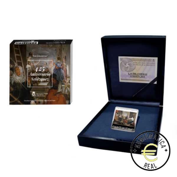 ESPAÑA 2024 10 EUROS PROOF - ONZA MONEDA DE PLATA COLOR "425 ANIV VELÁZQUEZ - HILANDERAS" BE - PP.