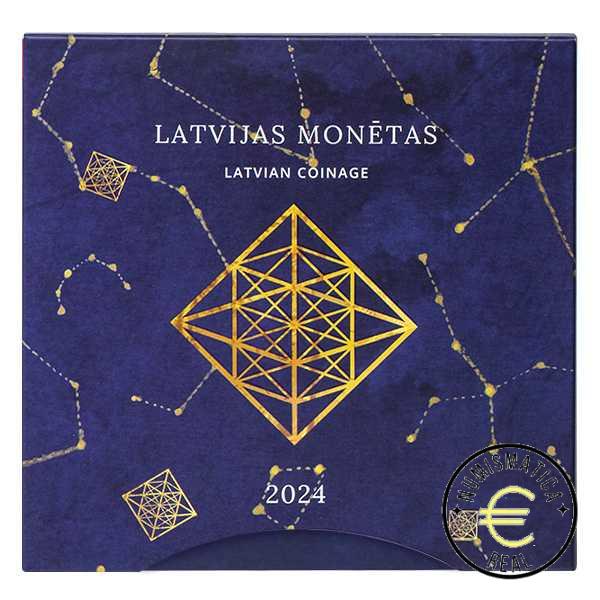 LETONIA 2024 9 VALORES, 8 DE LA SERIE + 1 CONMEMORATIVAS 2 EUROS "PUZURIS" CARTERA BU - EUROSET. - Imagen 2