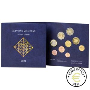 LETONIA 2024 9 VALORES, 8 DE LA SERIE + 1 CONMEMORATIVAS 2 EUROS "PUZURIS" CARTERA BU - EUROSET.
