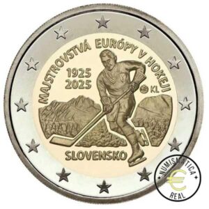 ESLOVAQUIA 2025 2 EUROS CONMEMORATIVA UNC "100 AÑOS DEL PRIMER CAMPEONATO EUROPEO HOCKEY SOBRE HIELO" S/C.