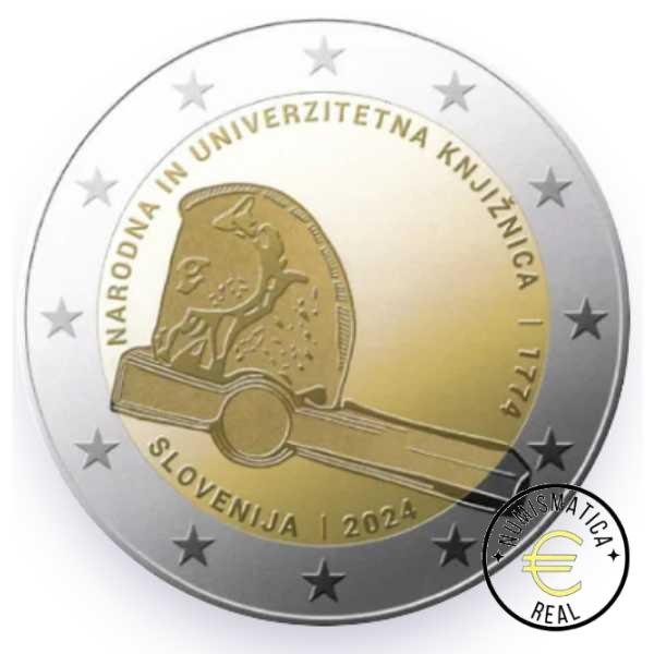 ESLOVENIA 2024 2 EUROS CONMEMORATIVA UNC "250º ANIV. BIBLIOTECA NACIONAL Y UNIVERSITARIA" S/C.