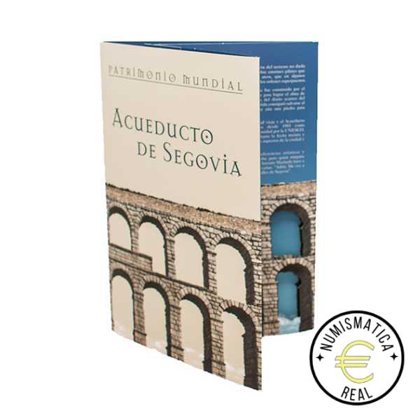 ESPAÑA 2016 2 EUROS CARPETA F.N.M.T + CORREOS - PATRIMONIO UNESCO "ACUEDUCTO DE SEGOVIA" + SELLO - CARTERA OFICIAL.