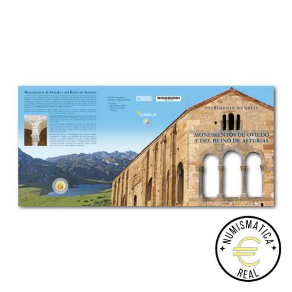 ESPAÑA 2017 2 EUROS CARPETA F.N.M.T + CORREOS - PATRIMONIO UNESCO "IGLESIA DE SANTA MARIA DEL NARANCO" + SELLO - CARTERA OFICIAL. - Imagen 3