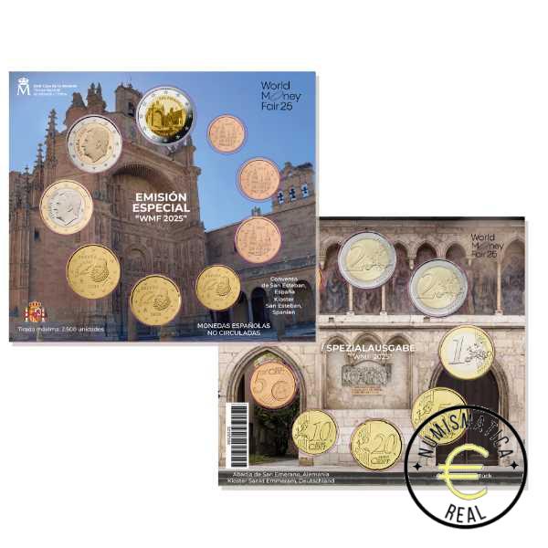 ESPAÑA 2025 9 VALORES - SERIE DE 1CENT A 2 EUROS 8 VALORES + 2 EUROS COM. "CIUDAD VIEJA DE SALAMANCA"- CARTERA WMF BERLIN BU - EUROSET. DIFICIL - Imagen 2