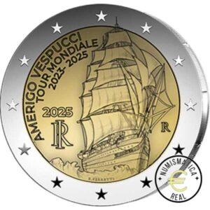 ITALIA 2025 2 EUROS CONMEMORATIVA UNC - VUELTA AL MUNDO BUQUE ESCUELA "AMERIGO VESPUCCI " S/C.