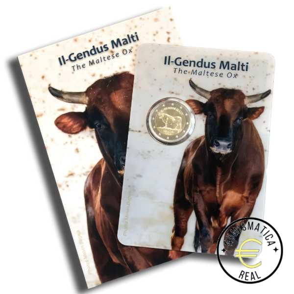 MALTA 2025 2 EUROS CONMEMORATIVA UNC - BUEY MALTES EN COINCARD OFICIAL (CARTERA) - BU.