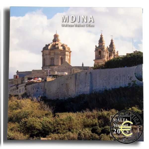 MALTA 2025 9 VALORES, 8 DE LA SERIE + 1 CONMEMORATIVAS 2 EUROS "CIUDADELA DE MEDINA" CARTERA BU - EUROSET MDINA.