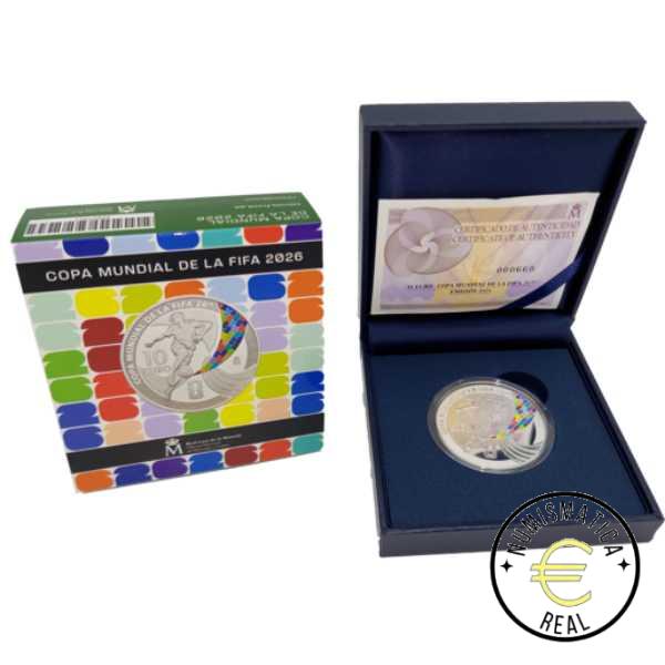 ESPAÑA 2025 10 EUROS PROOF – 8 REALES “MUNDIAL FIFA 2026” BE – PP.