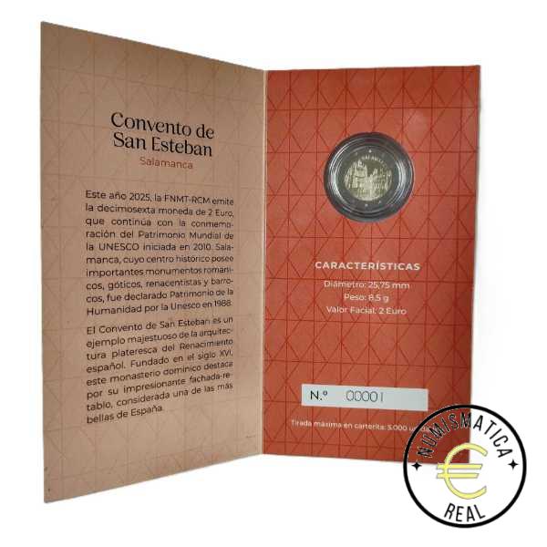 ESPAÑA 2025 2 EUROS CONMEMORATIVA PROOF - PATRIMONIO UNESCO "CIUDAD VIEJA DE SALAMANCA" BE - CARTERA OFICIAL PP. - Imagen 2