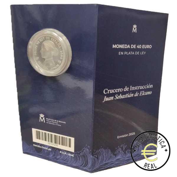 ESPAÑA 2025 40 EUROS DE PLATA EN ESTUCHE - 97º CRUCERO DE JUAN SEBASTIAN ELCANO Y LA PRINCESA LEONOR DE ASTURIAS" CALIDAD ESPECIAL SIMILAR A PROOF EN COLOR. EN CARTERA ORIGINAL. - Imagen 2