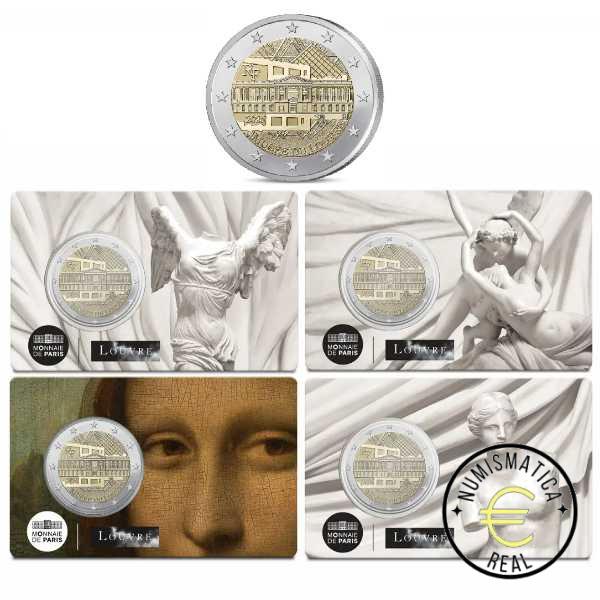 FRANCIA 2025 2 EUROS CONMEMORATIVA UNC – MUSEO DEL LOUVRE – (EN COINCARD) BU 4 VERSIONES DIFERENTES. – S/C.
