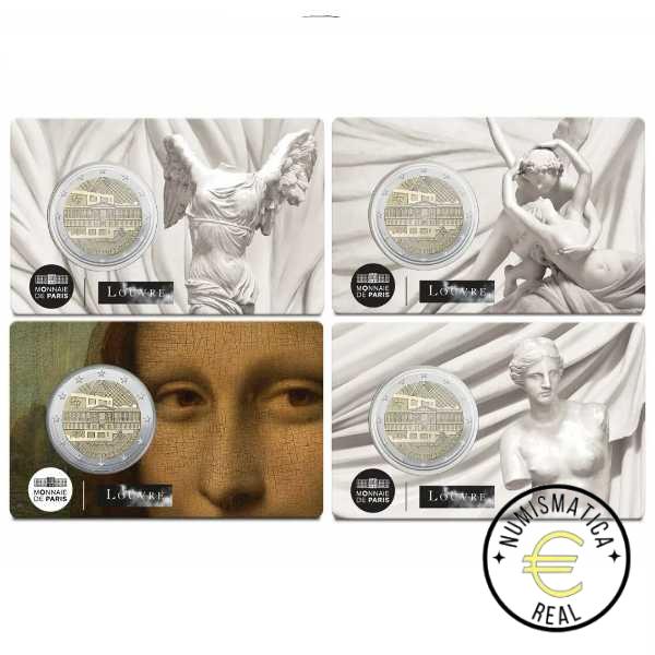 FRANCIA 2025 2 EUROS CONMEMORATIVA UNC – MUSEO DEL LOUVRE – (EN COINCARD) BU 4 VERSIONES DIFERENTES. – S/C. - Imagen 12