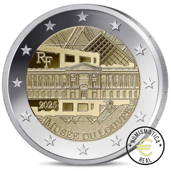 FRANCIA 2025 2 EUROS CONMEMORATIVA PROOF "MUSEO DEL LOUVRE" PP EN ESTUCHE. - Imagen 2
