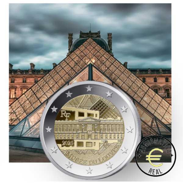 FRANCIA 2025 2 EUROS CONMEMORATIVA PROOF "MUSEO DEL LOUVRE" PP EN ESTUCHE. - Imagen 3