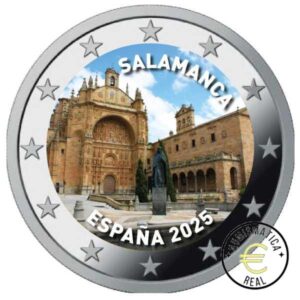 ESPAÑA 2025 2 EUROS CONMEMORATIVA UNC "CIUDAD VIEJA DE SALAMANCA" EN COLOR S/C.