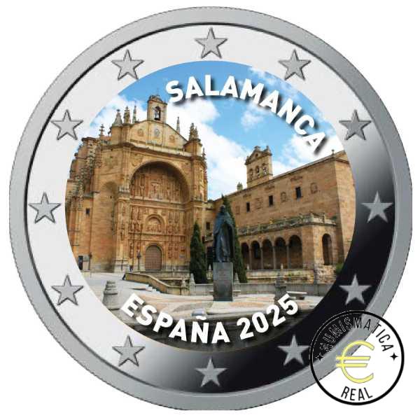 ESPAÑA 2025 2 EUROS CONMEMORATIVA UNC "CIUDAD VIEJA DE SALAMANCA" EN COLOR S/C.