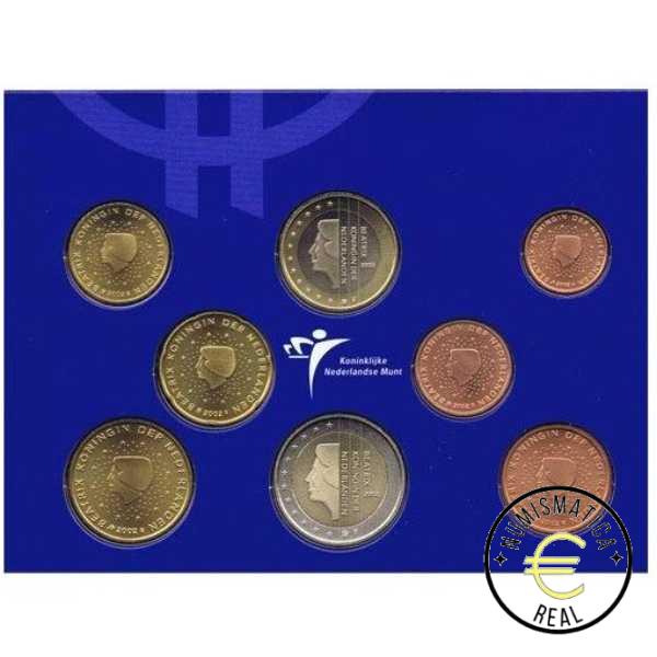 HOLANDA 2002 CARTERA 8 VALORES KMS CALIDAD BU - DE 1 CENT A 2 EUROS - EN CARTERA OFICIAL PAISES BAJOS AZUL- EUROSET BEATRIX. - Imagen 2