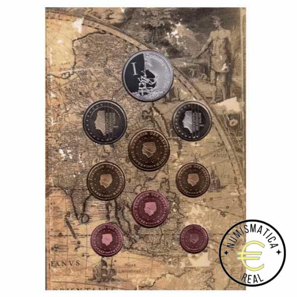 HOLANDA 2002 CARTERA 8 VALORES KMS CALIDAD BU - DE 1 CENT A 2 EUROS "400º AÑOS VOC II" + MEDALLA DE PLATA - EN CARTERA OFICIAL PAISES BAJOS - EUROSET. - Imagen 2