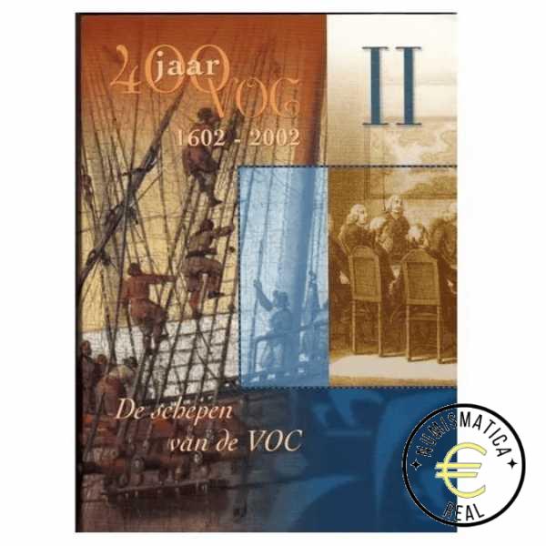 HOLANDA 2002 CARTERA 8 VALORES KMS CALIDAD BU - DE 1 CENT A 2 EUROS "400º AÑOS VOC II" + MEDALLA DE PLATA - EN CARTERA OFICIAL PAISES BAJOS - EUROSET.