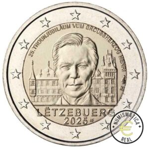 LUXEMBURGO 2025 2 EUROS CONMEMORATIVA UNC "25º ANIVERSARIO ASCENSION AL TRONO DEL GRAN DUQUE ENRIQUE" S/C.