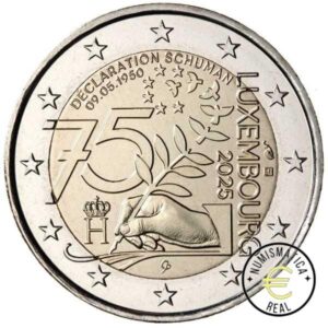 LUXEMBURGO 2025 2 EUROS CONMEMORATIVA UNC "75º ANIVERSARIO DE LA DECLARACION SCHUMAN" S/C.