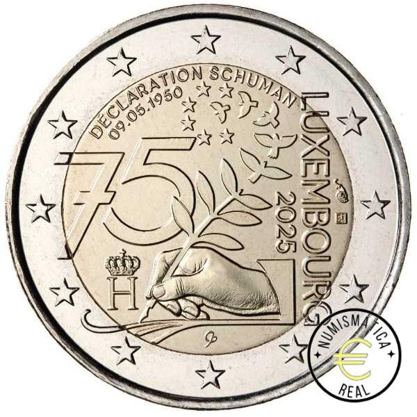 LUXEMBURGO 2025 2 EUROS CONMEMORATIVA UNC "75º ANIVERSARIO DE LA DECLARACION SCHUMAN" S/C.