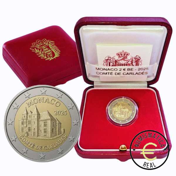 MONACO 2025 2 EUROS CONMEMORATIVA PROOF - ANTIGUOS FEUDOS DE LA CASA "GRIMALDI: CARLADES" - EN ESTUCHE OFICIAL BE. PP