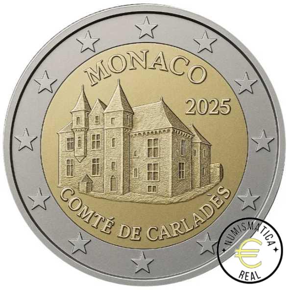 MONACO 2025 2 EUROS CONMEMORATIVA PROOF - ANTIGUOS FEUDOS DE LA CASA "GRIMALDI: CARLADES" - EN ESTUCHE OFICIAL BE. PP - Imagen 2