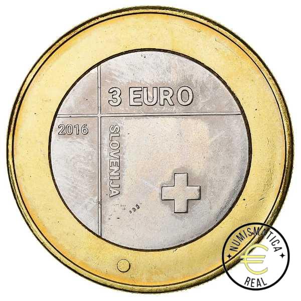 ESLOVENIA 2016 3 EUROS CONMEMORATIVA UNC "150º ANV. DE LA CRUZ ROJA EN ESLOVENIA" S/C. - Imagen 2