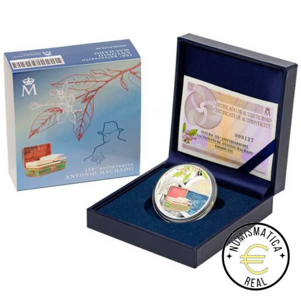 ESPAÑA 2025 10 EUROS PROOF – 8 REALES “150 ANIV. DE ANTONIO MACHADO” BE – PP.