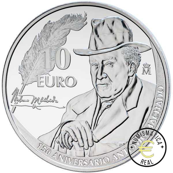 ESPAÑA 2025 10 EUROS PROOF – 8 REALES “150 ANIV. DE ANTONIO MACHADO” BE – PP. - Imagen 2