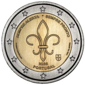 PORTUGAL 2025 2 EUROS CONMEMORATIVA UNC "MOVIMIENTO SCOUT - FLOR DE LIS" S/C.