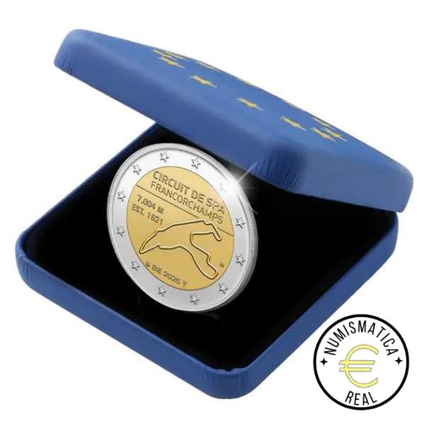 BELGICA 2025 2 EUROS CONMEMORATIVA PROOF - CIRCUITO DE SPA FRANCORCHAMPS - EN ESTUCHE OFICIAL PP.