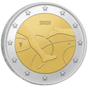 PREVENTA - FINLANDIA 2025 2 EUROS CONMEMORATIVA UNC - "100 AÑOS DE LA COMPETICION DE ATLETISMO FILANDIA-SUECIA" - S/C.