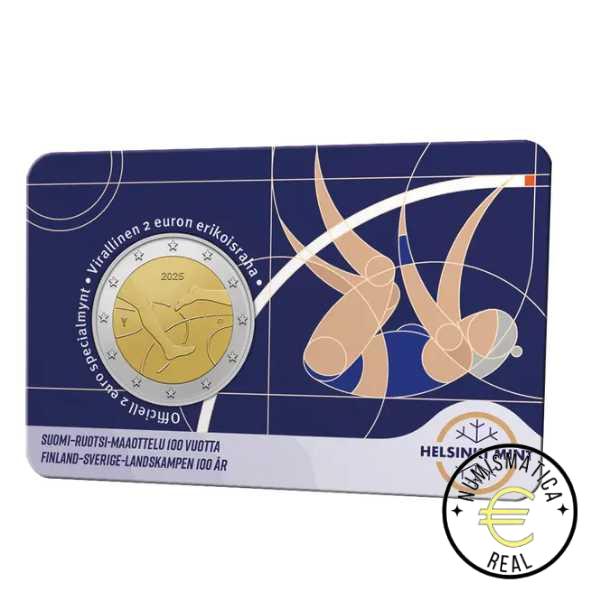 FINLANDIA 2025 2 EUROS CONMEMORATIVA BU - "100 AÑOS DE LA COMPETICION DE ATLETISMO FILANDIA-SUECIA" VARIANTE EN COINCARD MUJER - BNC. - Imagen 3