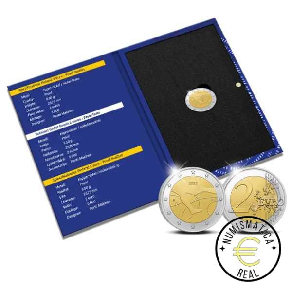 FINLANDIA 2025 2 EUROS CONMEMORATIVA PROOF - "100 AÑOS DE LA COMPETICION DE ATLETISMO FILANDIA-SUECIA" BE- PP EN ESTUCHE. - Imagen 3