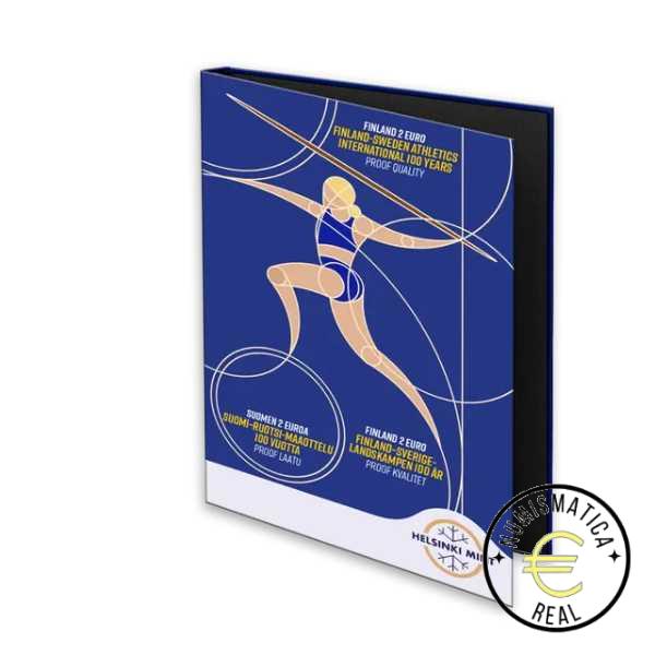 FINLANDIA 2025 2 EUROS CONMEMORATIVA PROOF - "100 AÑOS DE LA COMPETICION DE ATLETISMO FILANDIA-SUECIA" BE- PP EN ESTUCHE. - Imagen 4
