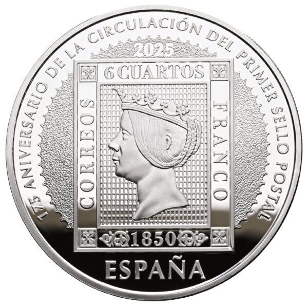 ESPAÑA 2025 10 EUROS PROOF – 8 REALES “175 ANIV. PRIMER SELLO POSTAL” BE – PP. - Imagen 3
