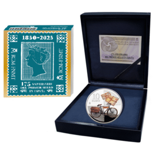 ESPAÑA 2025 10 EUROS PROOF – 8 REALES “175 ANIV. PRIMER SELLO POSTAL” BE – PP.