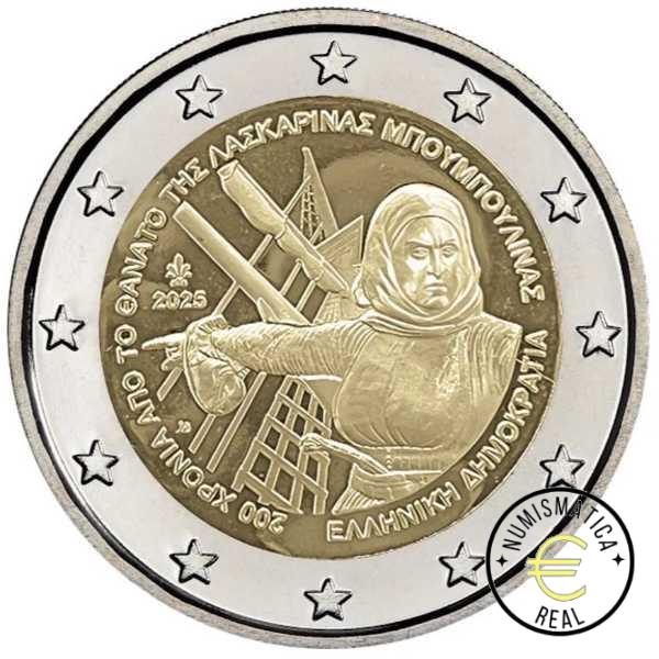 GRECIA 2025 2 EUROS CONMEMORATIVA UNC - 200 AÑOS DE LA MUERTE DE LASKARINA BOUBOULINA - S/C.