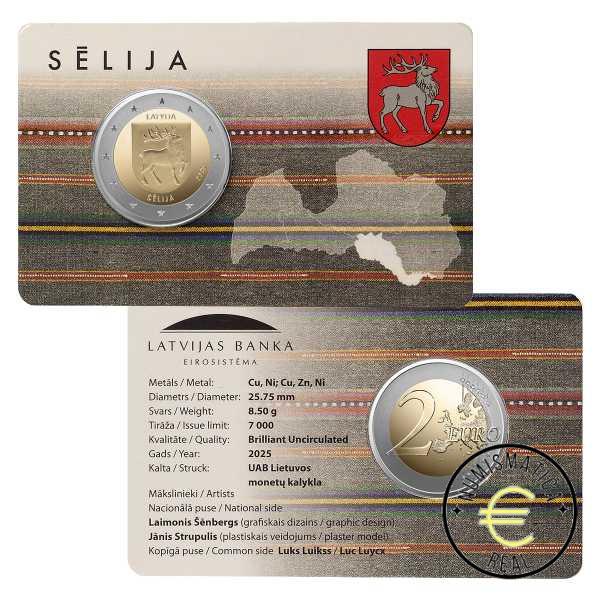 LETONIA 2025 2 EUROS CONMEMORATIVA BU - REGION DE SELIJA - EN COINCARD - BNC. - Imagen 2