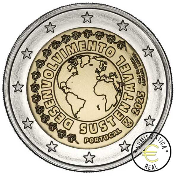 PORTUGAL 2025 2 EUROS CONMEMORATIVA UNC "DESARROLLO SOSTENIBLE" S/C.