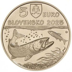 ESLOVAQUIA 2025 5 EUROS CONMEMORATIVA UNC "SALMON DEL DANUBIO" S/C.