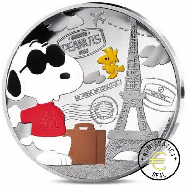 FRANCIA 2025 10 EUROS PROOF - MONEDA DE PLATA 75 ANIV. SNOOPY "VIAJE TOUR EIFFEL" BE - PP.