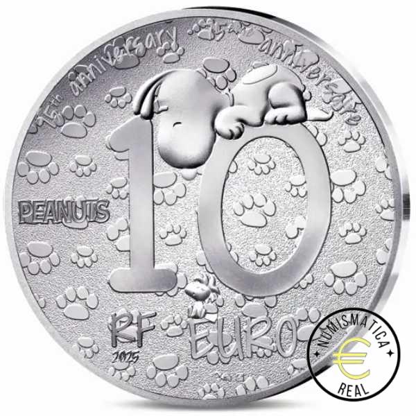 FRANCIA 2025 10 EUROS PROOF - MONEDA DE PLATA 75 ANIV. SNOOPY "VIAJE TOUR EIFFEL" BE - PP. - Imagen 2