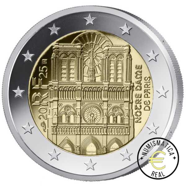 FRANCIA 2025 2 EUROS CONMEMORATIVA UNC "CATEDRAL DE NOTRE DAME" S/C.