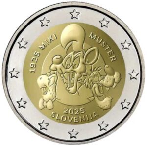 ESLOVENIA 2025 2 EUROS CONMEMORATIVA UNC "100º ANIV. MIKI MUSTER" S/C.