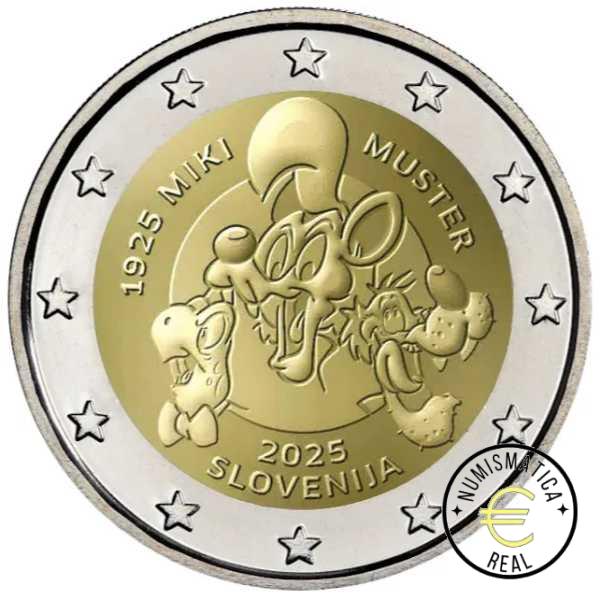 ESLOVENIA 2025 2 EUROS CONMEMORATIVA UNC "100º ANIV. MIKI MUSTER" S/C.