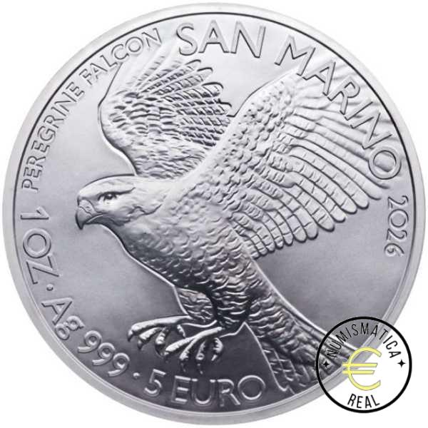 SAN MARINO 2026 5 EUROS - ONZA PLATA MONEDA "FALCO PELLEGRINO" BU.