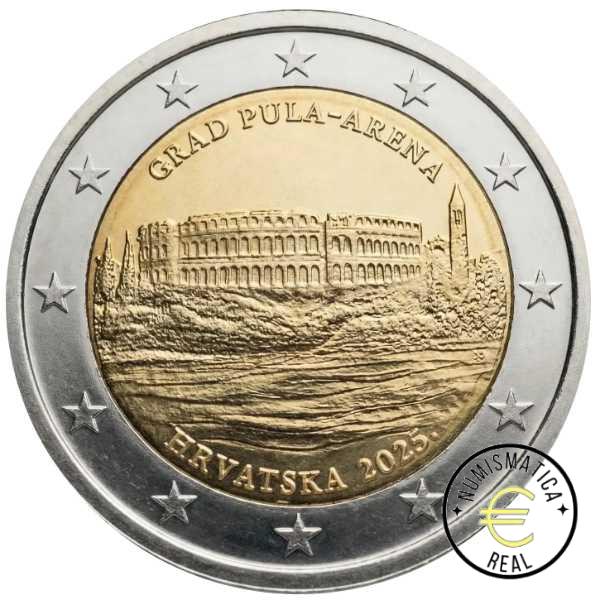 CROACIA 2025 2 EUROS CONMEMORATIVA UNC - ARENA O ANFITEATRO DE PULA - S/C. - Imagen 2
